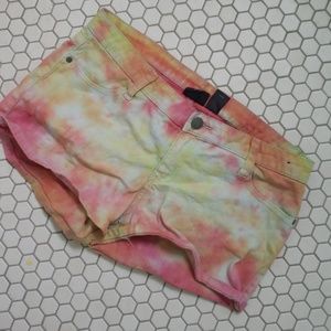 Tie Dye Jean Shorts Yellow Orange Red White Cute